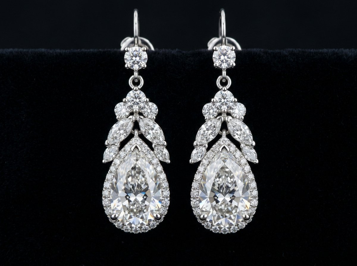 Floral Diamond Drop Earrings
